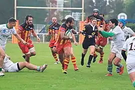 L'arbitre de Rugby Aurélie Groizeleau lors de la rencontre opposant Floirac et Aramits Asasp