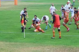 L'arbitre de Rugby Aurélie Groizeleau lors de la rencontre opposant Floirac et Aramits Asasp