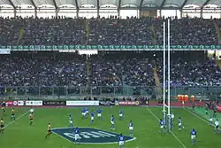 Photographie d'un stade lors d'un match de rugby de l'équipe d'Italie