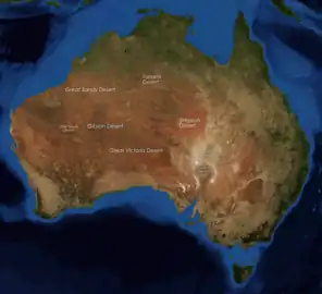 Localisation des déserts en Australie.