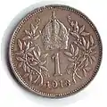 1 couronne en argent (revers), type 1913