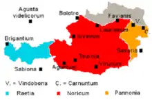 Provinces romaines dans le territoire actuel de l'Autriche.