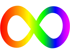 Symbole de l'infini aux couleurs de l'arc-en-ciel.