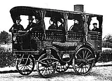 L'Obéissante de 1873, première « automobile » méritant réellement ce nom : entre son père et l'un de ses frères, Amédée père la conduit avec, à l'arrière, son épouse et sa belle-sœur.