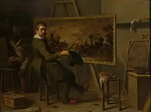 Joost Cornelisz Droochsloot, Autoportrait dans l'atelier.