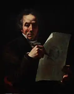 Portrait de l'artiste par lui-même dessinant le portrait de Louis XVIII le désiré (1815-1817), musée des Augustins, Toulouse