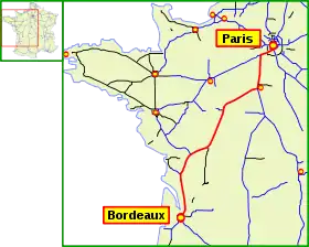 Carte de l'autoroute A10