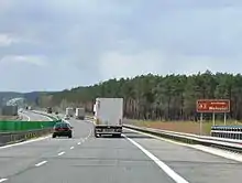 Photographie du panneau Autoroute de la Liberté en Pologne