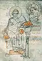 Évangiles. Saint Luc et son symbole. Copié et enluminé dans l'Est de la France pour l'abbaye Saint-Pierre de Flavigny, vers 780.