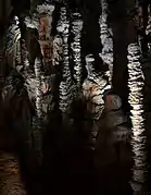 Stalagmites en pile d'assiettes de l'aven Armand (Lozère).