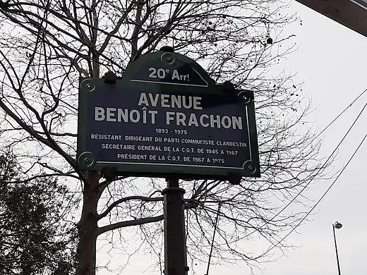 Plaque de l'avenue.