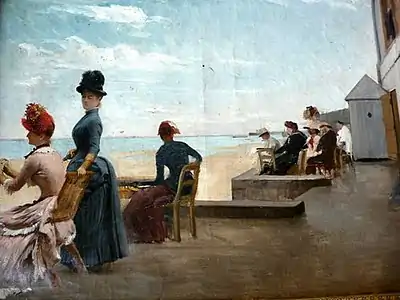 Élégantes sur la plage, localisation inconnue.