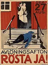 Affiche en faveur de la prohibition lors du référendum suédois d'août 1922.