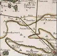 Azincourt et son environnement - Carte de Cassini (XVIIIe siècle)
