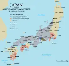 Carte du Japon à l'époque d'Azuchi-Momoyama.