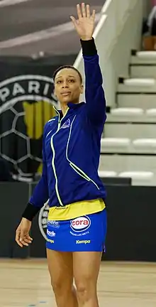 Béatrice Edwige en 2018, sous le maillot de Metz Handball.