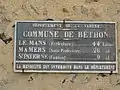 Plaque de cocher commune de Béthon.