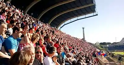 Supporters de l'AS Béziers Hérault au Stade Raoul-Barrière en Pro D2.