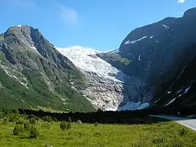 Vue de la langue glaciaire depuis la route nationale 5