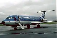 Un BAC 1-11 de couleur bleue.