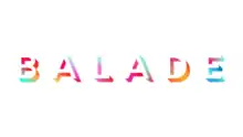 Le mot Balade en texte coloré au fond blanc.
