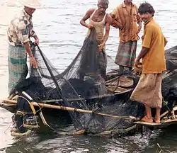 Pêcheurs et leurs filets au Bangladesh