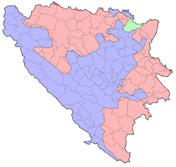 Carte de Bosnie-Herzégovine mettant en valeur les trois entités territoriales principales