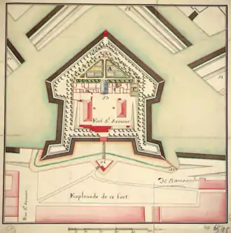 Plan du fort Saint-Sauveur à Lille.