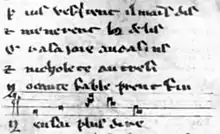 Photographie du manuscrit original où l’on peut lire : no cante fable prent fin.