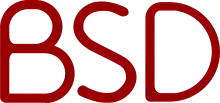 Logo du système d’exploitation BSD : les trois lettres B, S et D en rouge