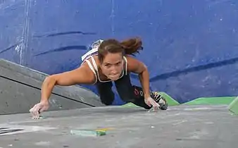 Anna Stöhr en finale de la coupe du monde de bloc 2012