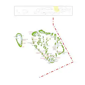 Plan de l'atoll de Baa. Le nord est à droite.