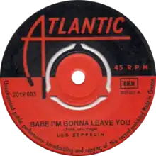 Description de l'image Babe I'm Gonna Leave You by Led Zeppelin Side-A Greece vinyl.png.