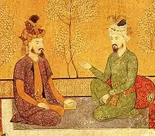 L'empereur moghol Babur et son héritier Humayun portant des turbans.