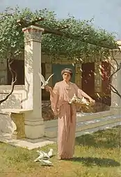 Jeune fille romaine nourrissant des colombes, localisation inconnue.