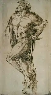 Étude d'un larron crucifié, Baccio Bandinelli, XVIe siècle.