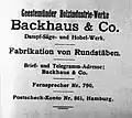 Papier à en-tête Backhaus & Co., années 1930.