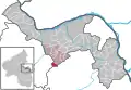 Localisation de Badenheim dans la Verbandsgemeide et dans l'arrondissement