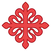 L’emblème de l’ordre de Calatrava : la croix fleur-de-lysée de gueules.