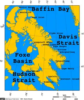 Carte de l'île de Baffin.