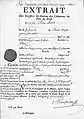 Extrait des registres du bagne de Brest en février 1792 autorisant le forçat à se rendre à Metz.