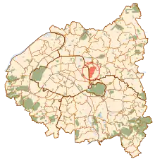 Une carte de la petite couronne parisienne, avec indiqué la situation de la commune de Bagnolet