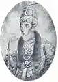 Muhammad Bahâdur Shâh, le dernier empereur moghol. Il fut couronné empereur d'Inde par les cipayes puis déposé par les Britanniques qui l'exilèrent en Birmanie.