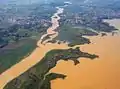 Vue aérienne de Baher Dar et des débuts du Nil Bleu, sur la rive sud du lac Tana.