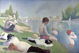 Seurat. Une baignade à Asnières. 1884 et 1887, 201 × 300 cm. National Gallery. Postimpressionnisme.