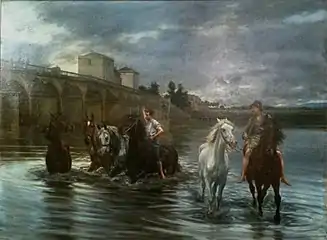Bain des chevaux sous le pont de Poissy, 1883