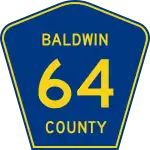 County road 64 marker in Baldwin County, Alabama