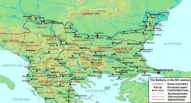 Le nord de la péninsule des Balkans dans l’Antiquité tardive (VIe siècle)