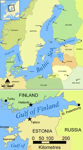 Carte du golfe de Finlande.