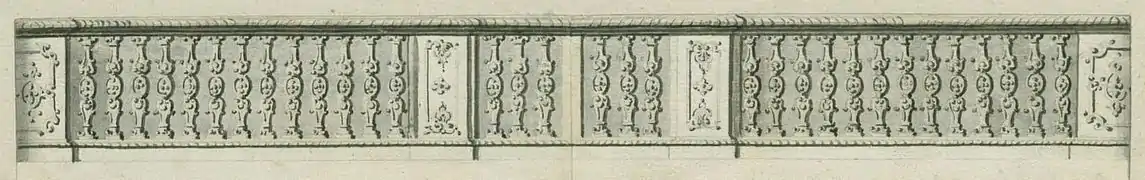 Balustrade en bois doré de la chambre de parade, vers 1708.